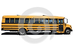 Yellow school bus isolated with white background