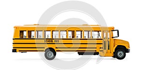 Yellow school bus isolated. Transport for students photo