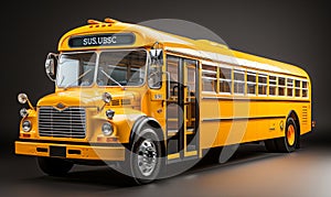 Yellow School Bus Parked in Dark Room