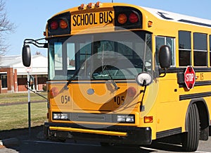 Yellow School Bus Parked and Waiting