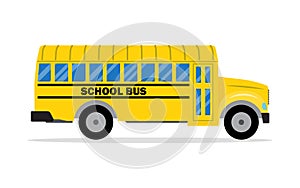 Yellow school bus. Side view. Vector illustration.