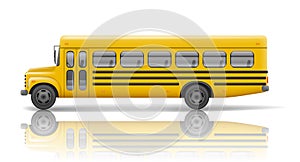 Yellow school bus. Transportation and vehicle transport, travel automobile. Relistic school bus mockup. Vector