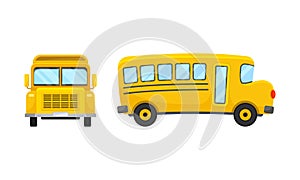 Yellow School Bus Used for Transporting Students Vector Set