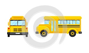 Yellow School Bus Used for Transporting Students Vector Set