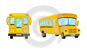 Yellow School Bus Used for Transporting Students Vector Set