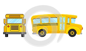 Yellow School Bus Used for Transporting Students Vector Set