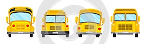 Yellow School Bus Used for Transporting Students Vector Set