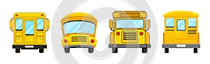 Yellow School Bus Used for Transporting Students Vector Set