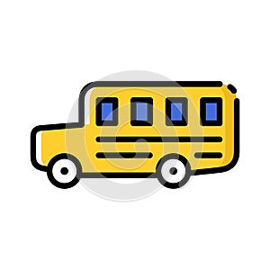 Yellow school bus vector illustration. School sign icon.