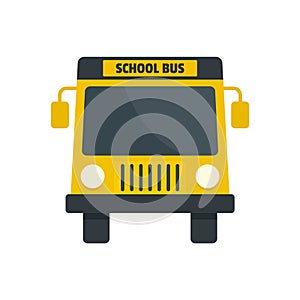 Yellow school mini bus icon, flat style