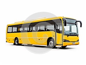 Yellow school modern bus isolated on white background.