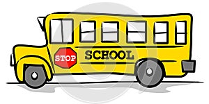 Yellow Schoolbus Childlike Drawing