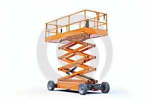 yellow scissor lift isolated on white