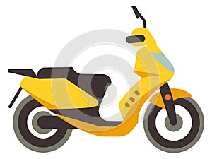 Yellow scooter side view. Cartoon motorbike icon