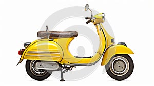 Vintage Modernism Yellow Moped On White Background photo
