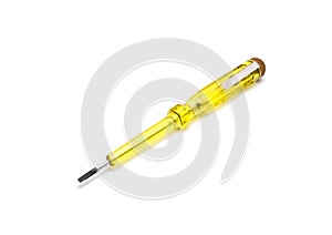Yellow screwdriver isolated on a white background
