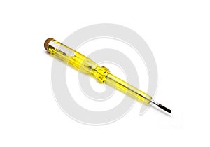 Yellow screwdriver isolated on a white background