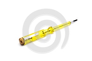 Yellow screwdriver isolated on a white background