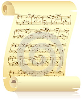 Yellow scroll with musical notation