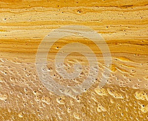 Yellow scum on the surface of dirty water photo