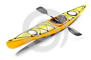 Yellow sea kayak and oars 3D