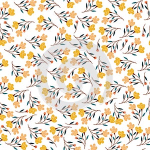 Yellow seamless flowers pattern. Perfect for wallpaper, fabric, wrapping paper and more.