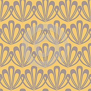 Yellow seamless pattern clam sea shell, simple contrast background for textile
