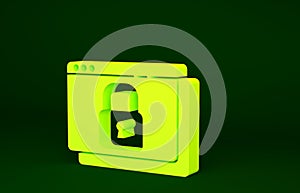 Yellow Secure your site with HTTPS, SSL icon isolated on green background. Internet communication protocol. Minimalism