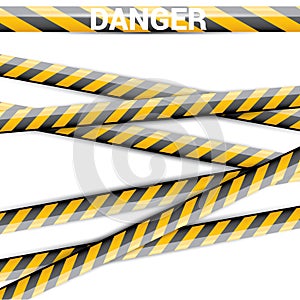 Yellow security warning tapes set Caution
