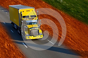 Yellow semi truck