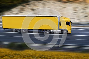 Yellow semi truck