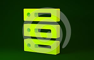 Yellow Server, Data, Web Hosting icon isolated on green background. Minimalism concept. 3d illustration 3D render