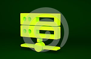 Yellow Server, Data, Web Hosting icon isolated on green background. Minimalism concept. 3d illustration 3D render