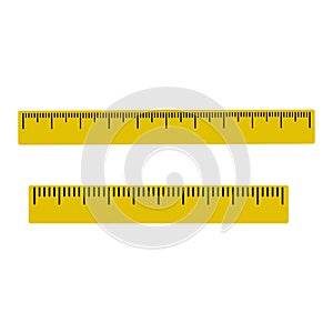 Yellow set of rulers with black markup. Vector