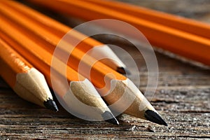 Yellow Sharpened Pencils Close Up