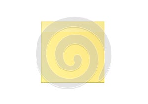 Yellow sheet of paper for notes. Sticker on white background. Vector illustration