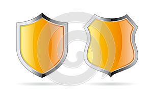 Yellow shield vector icon set