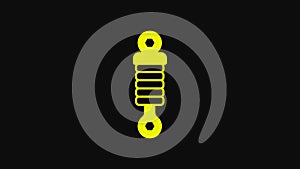 Yellow Shock absorber icon isolated on black background. 4K Video motion graphic animation