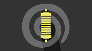 Yellow Shock absorber icon isolated on grey background. 4K Video motion graphic animation