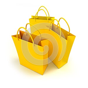 Yellow shopping bags trio photo