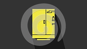 Yellow Shower cabin icon isolated on grey background. 4K Video motion graphic animation