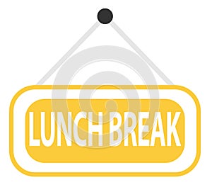 Yellow sign icon, lunch break, vector illustration