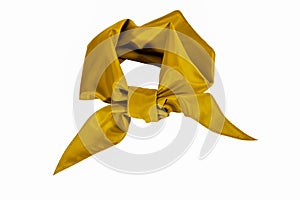 Yellow silk scarf isolate on white background