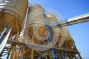 Yellow silos industrial plant