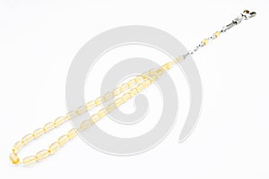 Yellow and silver beads sequenced, short rosary, tespih tesbih