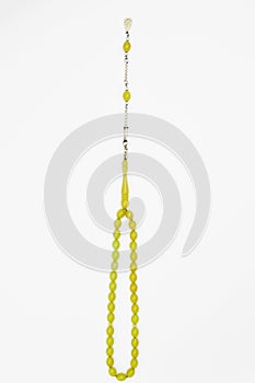 Yellow and silver beads sequenced, short rosary, tespih tesbih