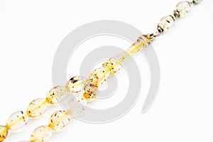 Yellow and silver beads sequenced, short rosary, tespih tesbih