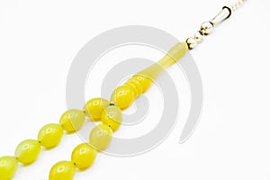 Yellow and silver beads sequenced, short rosary, tespih tesbih