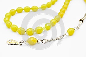 Yellow and silver beads sequenced, short rosary, tespih tesbih