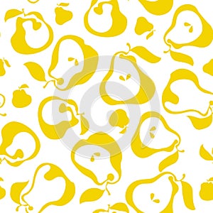 Yellow simple flat peir fruit seamless pattern photo